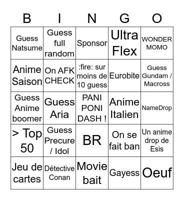 Bingo Ranked AMQ Bingo Card