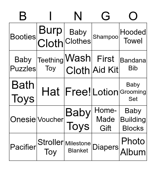 Carolines Baby Shower Bingo Card