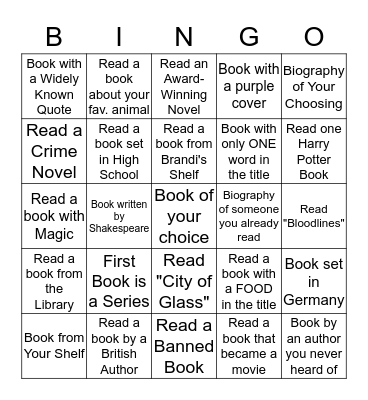 Jodi's Reading Bingo Card