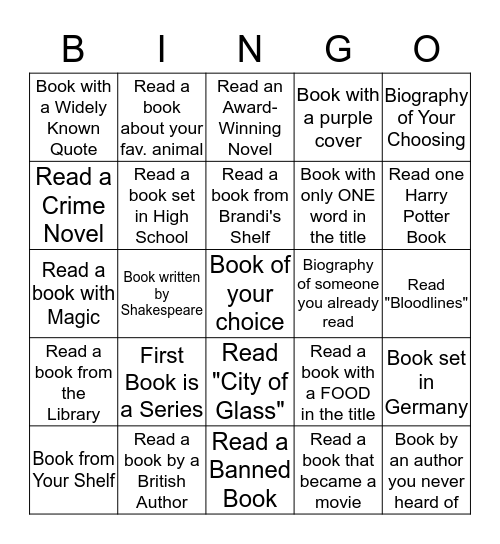 Jodi's Reading Bingo Card