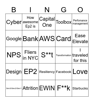 EP2 All Hands Bingo Card