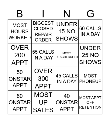 BDC SERVICE BINGO Card