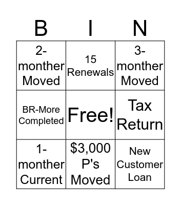 Final Friday "BIN" Bingo Card