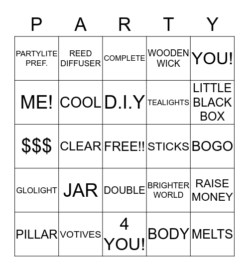 PARTYLITE BINGO Card