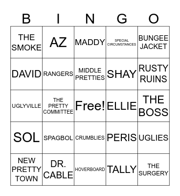 UGLIES Bingo Card