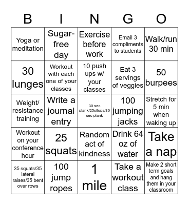 Wellness Bingo- Heart Month Bingo Card