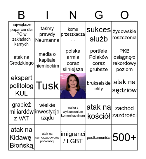 Wiadomości TVP Bingo Card