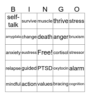 STRESS MANAGEMENT BINGO Card