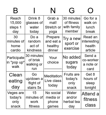 AGP February Healthy Habits Bingo Card