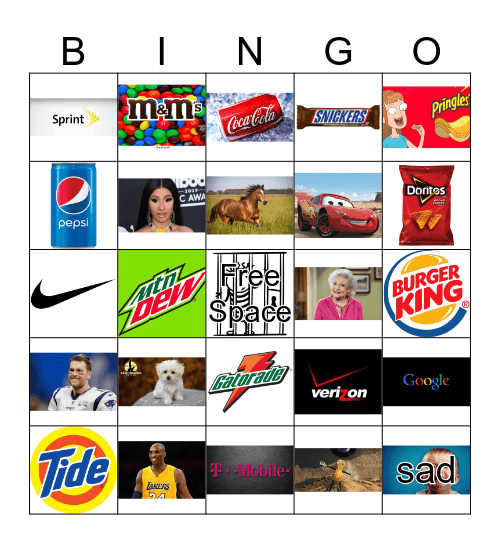 Superbowl Commercial Bingo Card