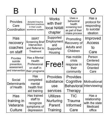 Certified Community Behavioral Health Clinic Bingo Card