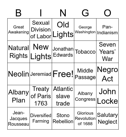 Chapter 4 Bingo Card