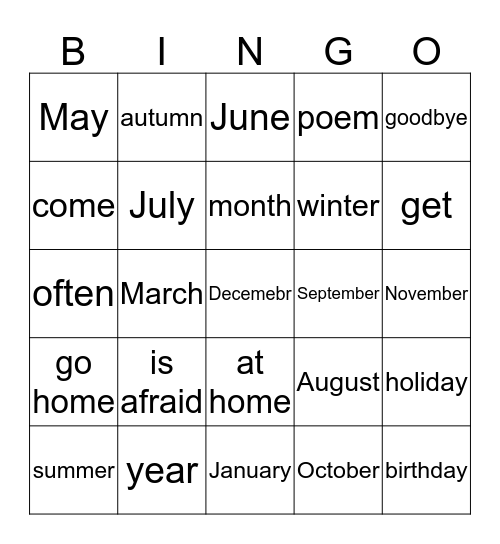 Study 3 quarter January Bingo Card