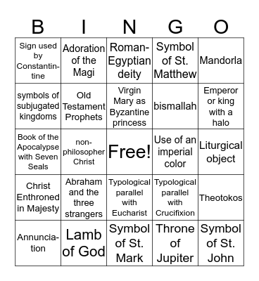 Iconography  Bingo Card