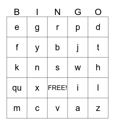 Alphabet Bingo Card