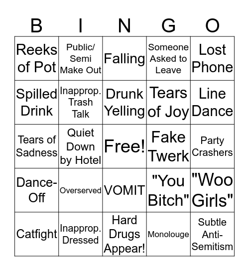 Staff Party Bingo Card