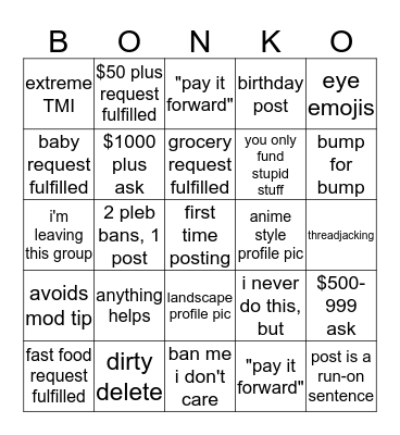 Maine Bonko Bingo Card