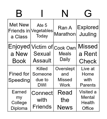 Health Bingo Card