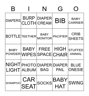 BABY BINGO Card