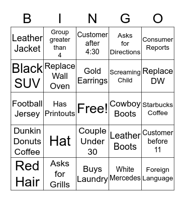 Saturday Bingo Card