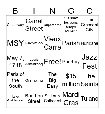 SBI Bingo Card