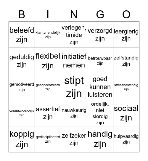 Eigenschappen 1 Bingo Card