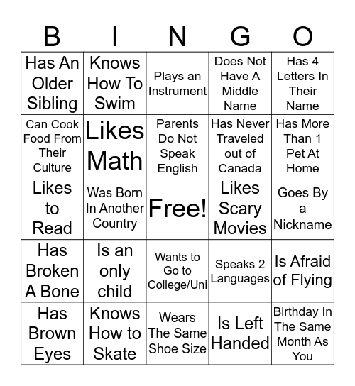 Readers to Leaders Name Bingo Card