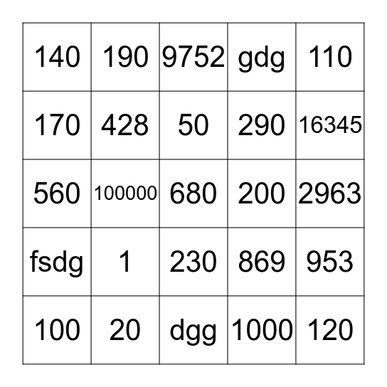 Zahlen lernen Bingo Card