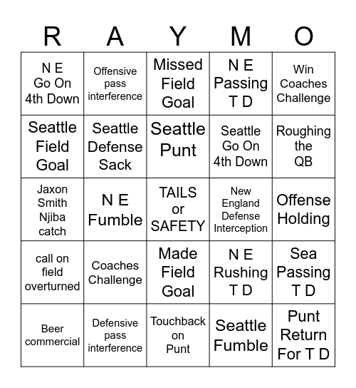 Go Packers 2027 Bingo Card