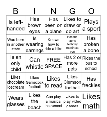 Get To Know You Bingo! Bingo Card
