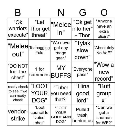 Something Bingo Card