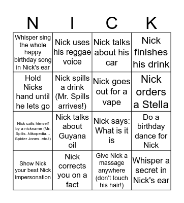Birthday Bingo Card