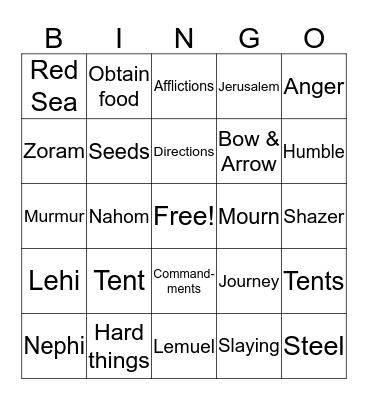I will Prepare the Way before You Bingo Card
