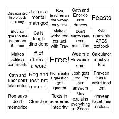 Rog Bingo Card
