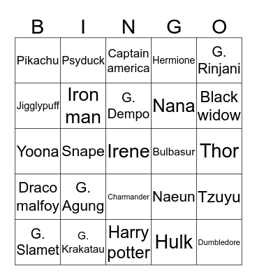 BISMILLAH JOVES MENANG  Bingo Card