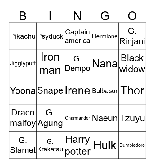 BISMILLAH JOVES MENANG  Bingo Card