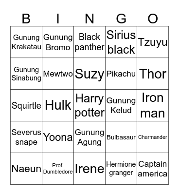 Hangy❣ Bingo Card
