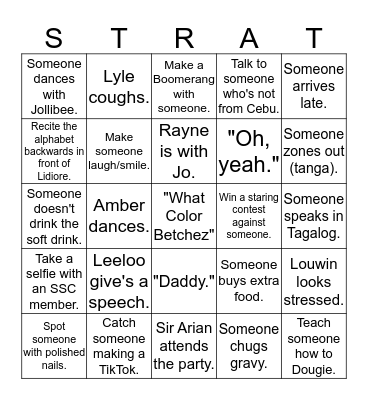 STRATINGO Bingo Card