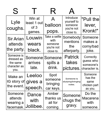 STRATINGO Bingo Card