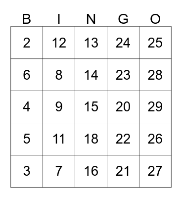 73 Reunion #1 Bingo Card