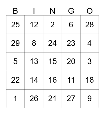 73 Reunion #1 Bingo Card