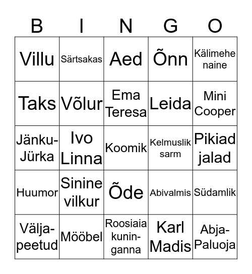 Ingrid 50 Bingo Card