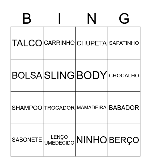 CHÁ DO LEONARDO Bingo Card