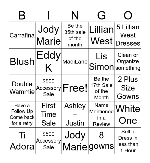 $50 Bingo Bonus Bingo Card