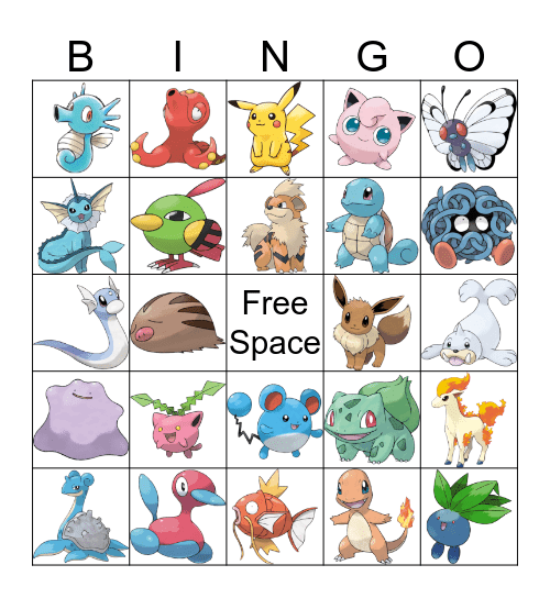 Pokemon Bingo! Bingo Card