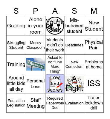 EDUCATOR STRESS Bingo Card