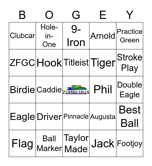 Zumbro Falls Golf Bingo Card