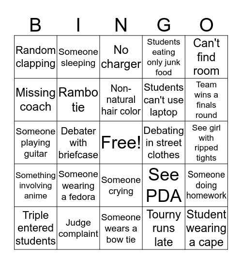 Debate Bingo Card