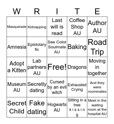 Fic ideas Bingo Card