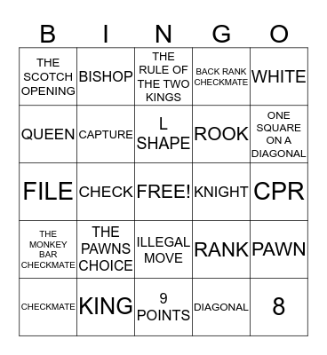 CHESS BINGO! Bingo Card